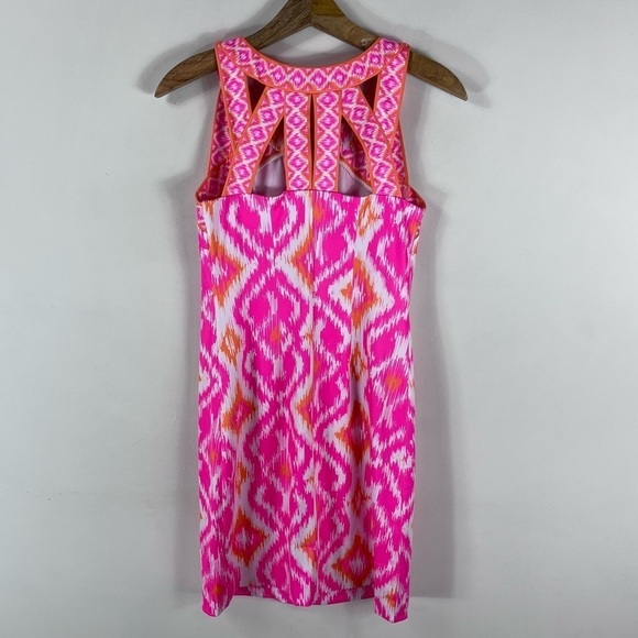 GRETCHEN SCOTT Isosceles Kitt Ikat Cutout Dress XS Pink Orange - Picture 7 of 12